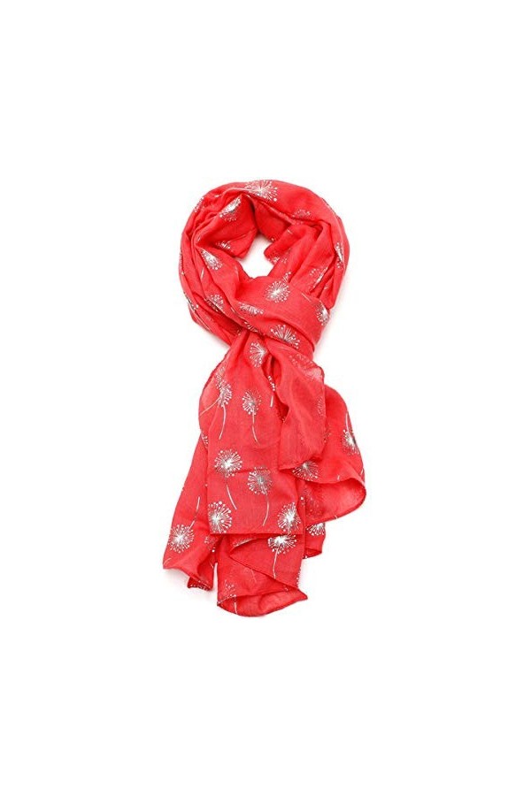 Foulard à paillettes pour femme Motif pissenlits - Bleu - Large