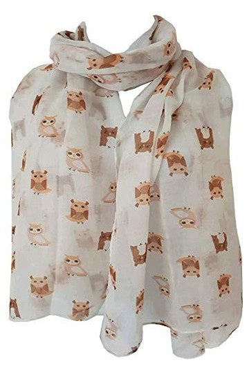 GlamLondon Écharpe légère pour femme Motif oiseaux - Blanc - Large