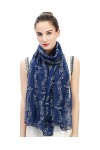 Lina & Lily Écharpe Foulard pour Femme Imprimé Note de Musique Marine 