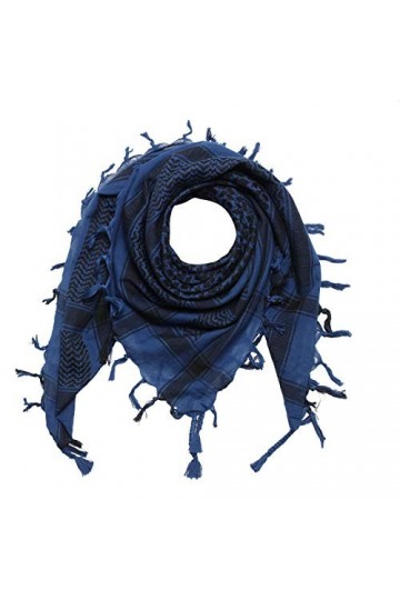 Freak Scene Kufiya - bleu-ultramarine - noir - 100 x 100 cm - Shemagh - foulard Arafat palestinien - keffieh en coton