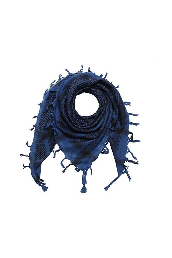 Freak Scene Kufiya - bleu-ultramarine - noir - 100 x 100 cm - Shemagh - foulard Arafat palestinien - keffieh en coton