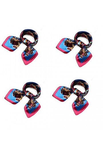 QBSM Foulard carré en satin pour femme 60 cm, Petite grille - Orange, 60 cm