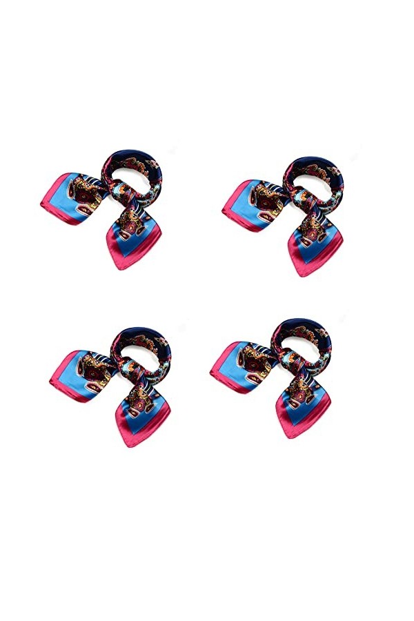 QBSM Foulard carré en satin pour femme 60 cm, Petite grille - Orange, 60 cm