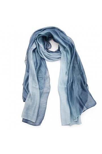 SNUG STAR Écharpe élégante en coton et soie pour femmes et filles, bleu clair, L