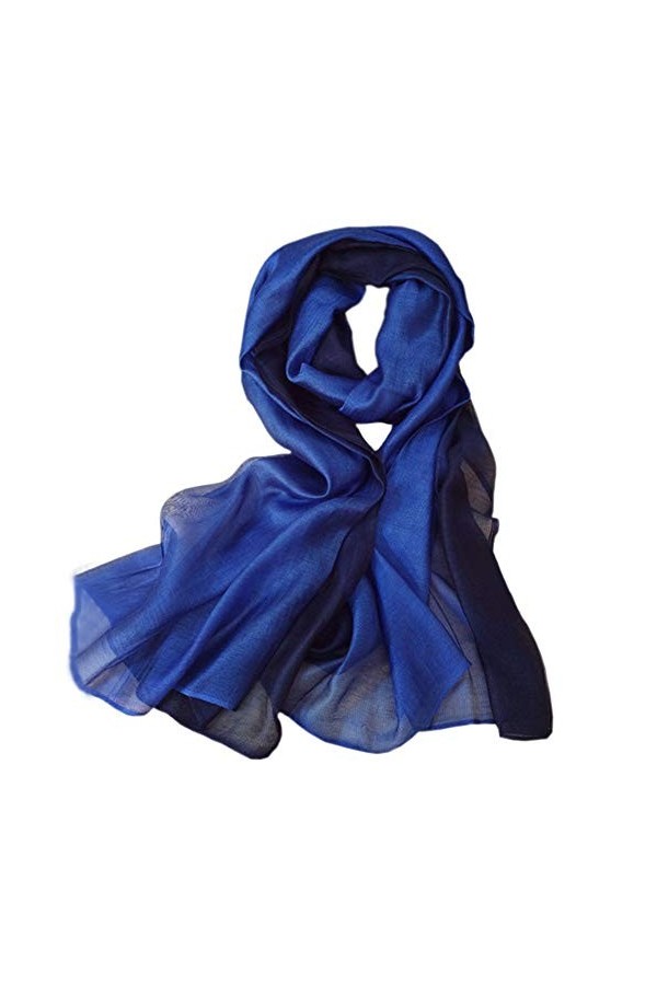 SNUG STAR Écharpe élégante en coton et soie pour femmes et filles, bleu clair, L