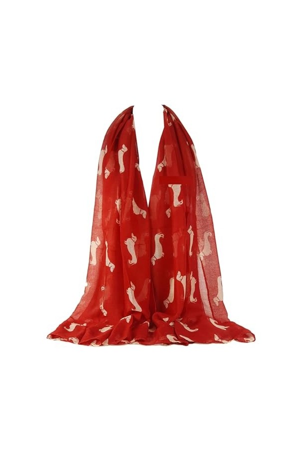 GFM® Écharpe imprimée chien teckel saucisse, DG-35-VLL-Rouge, L