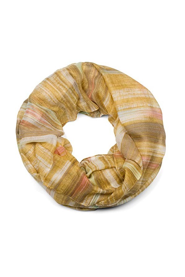 styleBREAKER écharpe à boucles pour femmes avec un motif de rayures et de lignes colorées, écharpe tubulaire, foulard 0101620