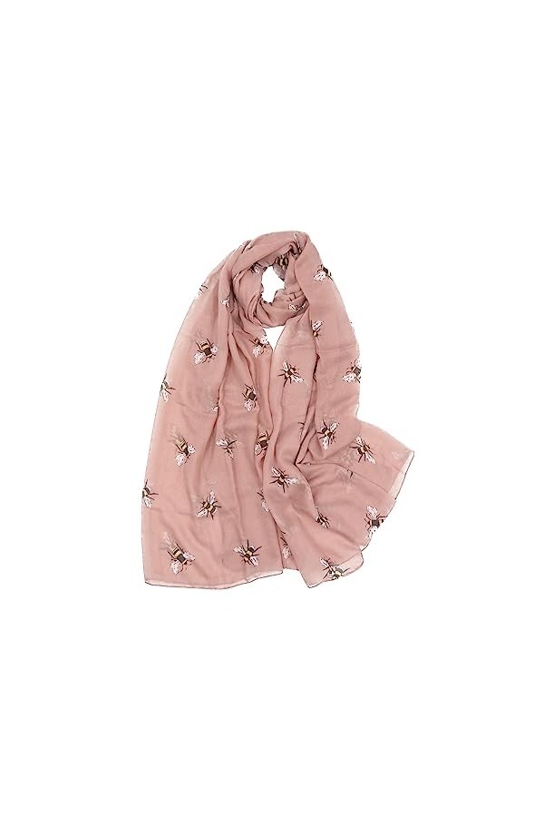 Claudia & Jason Écharpe légère Motif abeilles, rose, Taille Unique
