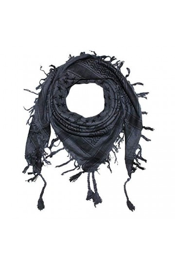 Freak Scene Kufiya - Etoiles gris-gris foncé - noir - 100 x 100 cm - Shemagh - foulard Arafat palestinien - keffieh en coton