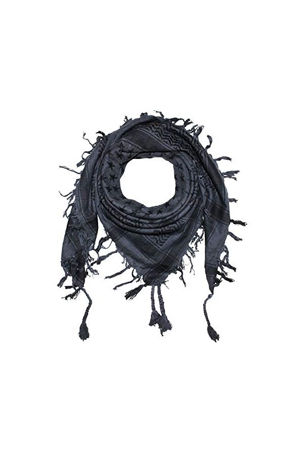 Freak Scene Kufiya - Etoiles gris-gris foncé - noir - 100 x 100 cm - Shemagh - foulard Arafat palestinien - keffieh en coton