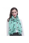 Lina & Lily Écharpe Foulard pour Femme Imprimé Oiseau Hirondelle Vert&nbsp;dEau 