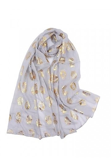 Claudia & Jason® Écharpe souple pour femme Motif chouette - Gris - Taille unique