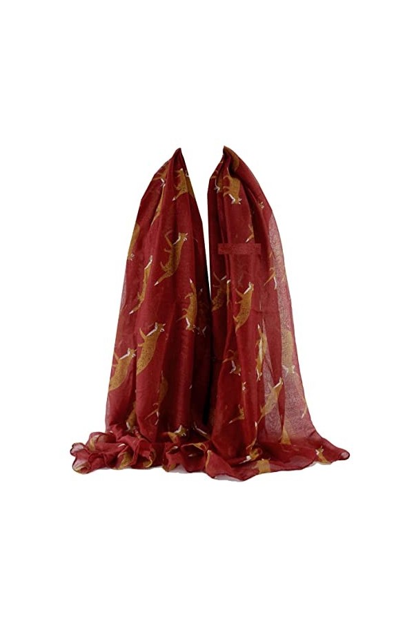 GFM Foulard imprimé animal renards renards, .FXM-01-BLL Berry Red, L