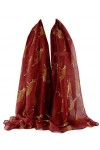 GFM Foulard imprimé animal renards renards, .FXM-01-BLL Berry Red, L