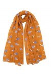 Grande écharpe légère avec imprimé hérissons, moutarde, 180*90 cm