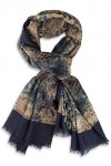 Fashionchimp® Foulard à franges pour femme Motif floral - Noir - Taille Unique
