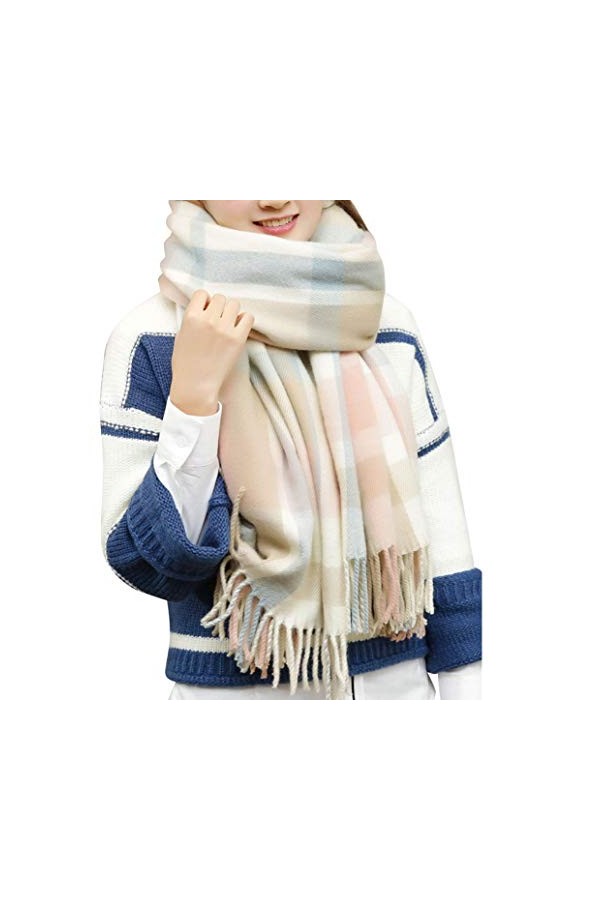 heekpek Grande Taille Femme Homme Echarpe Hiver Chaud en Cachemire Imitation Carreaux Doux écharpe épais Pull Châle Mode écha