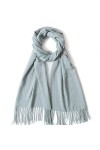 GERIINEER Echarpes Femme Homme Frange Châle Foulard Femme Automne Hiver Long Chaud Chaud Doux Gris 