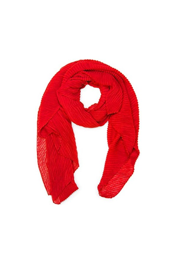 styleBREAKER écharpe unicolore, crêpelée, structurée avec un effet froissé, tissu, femmes 01016107, couleur:Rouge