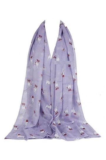 GFM Écharpe imprimé animal Jack Russell Dogs, JR-23-HLJMN-LilacPurple, L