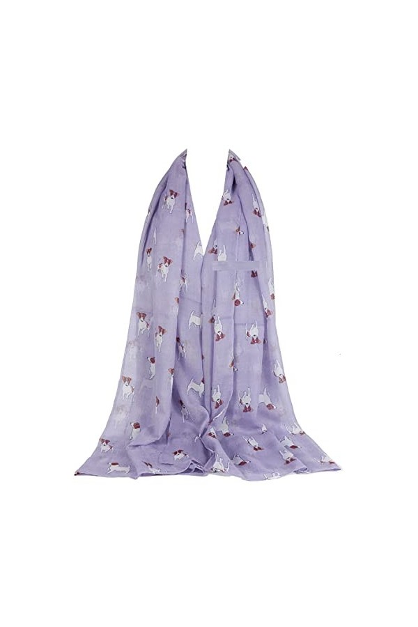 GFM Écharpe imprimé animal Jack Russell Dogs, JR-23-HLJMN-LilacPurple, L