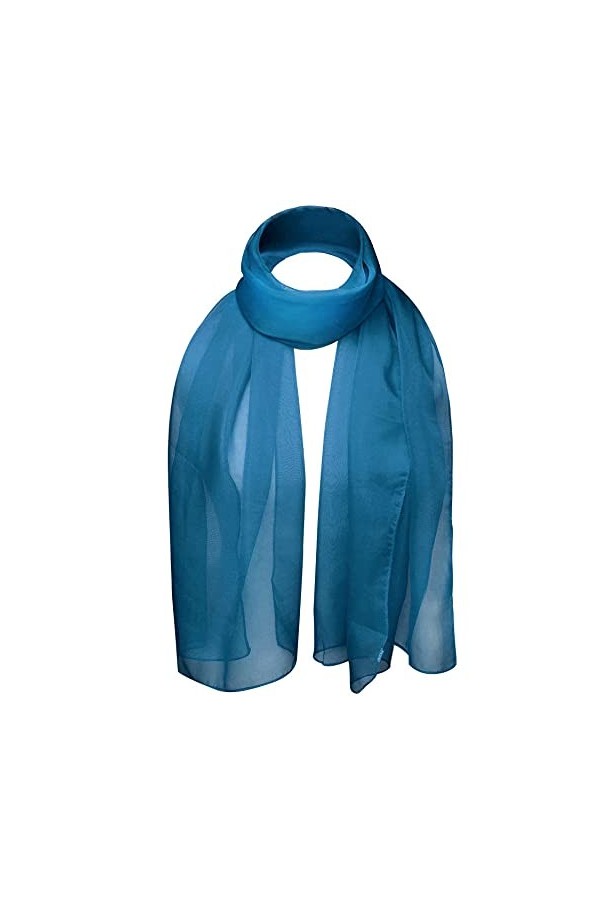 Écharpe classique unie en mousseline de soie légère et douce, tissu semi-opaque, 47&nbsp;x 160&nbsp;cm, touche luxueuse pour toutes les