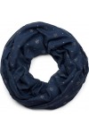 styleBREAKER écharpe loop avec imprimé flocons de neige métallique, châle, tissu, femme 01017064, couleur:Bleu foncé
