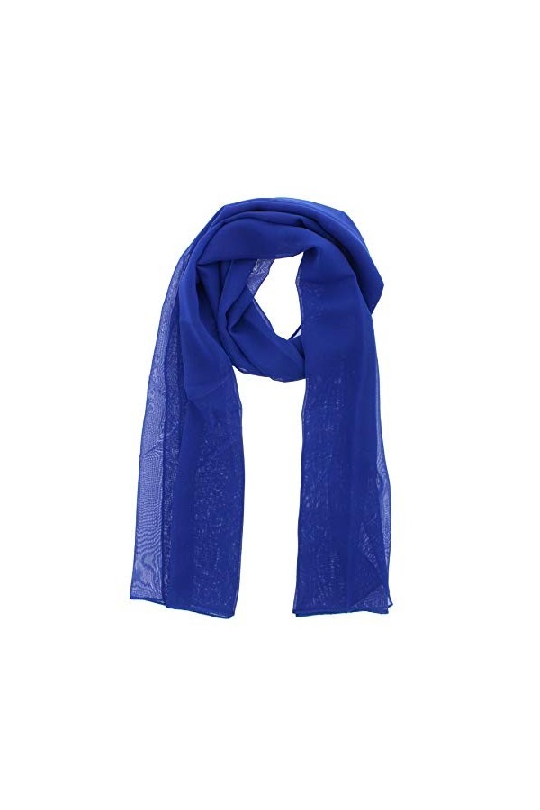 Foulard doux en mousseline de soie pour femme - Bleu - Taille unique
