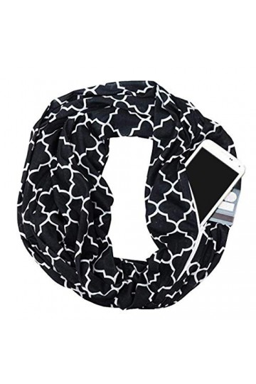 iPobie Écharpe avec Poche Zippée pour Unisexe avec Impression Décharpe Cachée