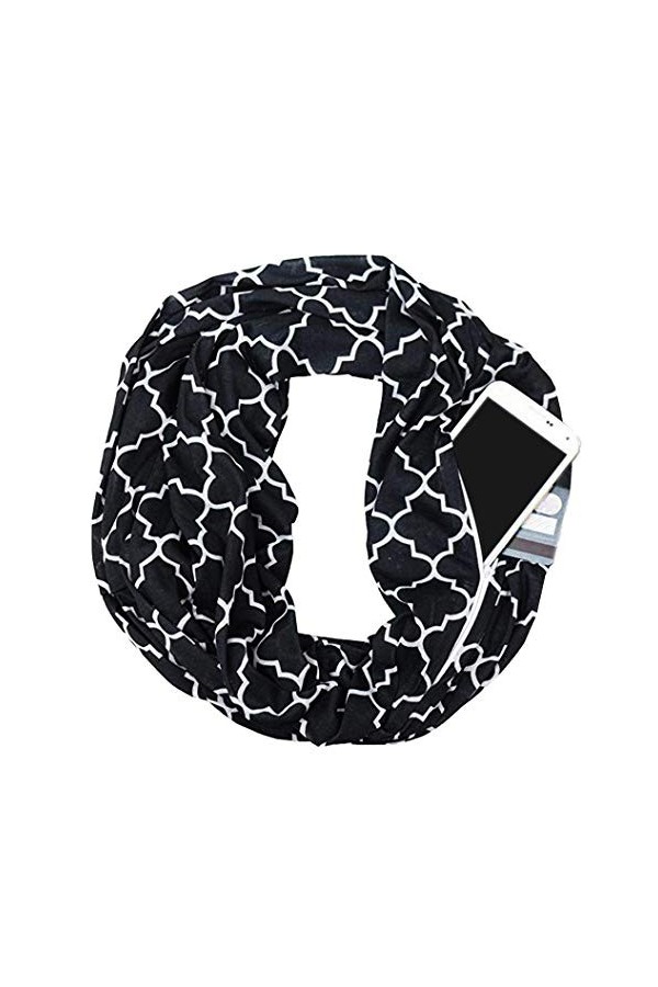 iPobie Écharpe avec Poche Zippée pour Unisexe avec Impression Décharpe Cachée