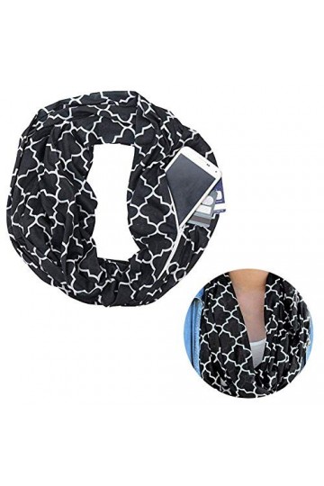 iPobie Écharpe avec Poche Zippée pour Unisexe avec Impression Décharpe Cachée