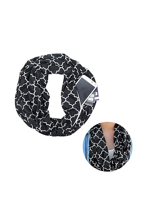 iPobie Écharpe avec Poche Zippée pour Unisexe avec Impression Décharpe Cachée