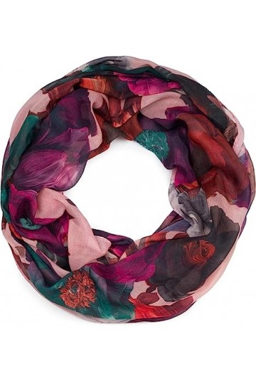 styleBREAKER Écharpe tube dété légère pour femme avec motif floral multicolore 01016217, Rose/vert foncé, taille unique