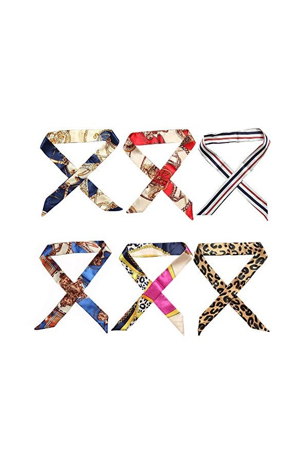 Mdecors Écharpe de sac à main - Écharpe de sac à main - Poignée tendance - Écharpe enroulée - Écharpe en soie pour sac à main