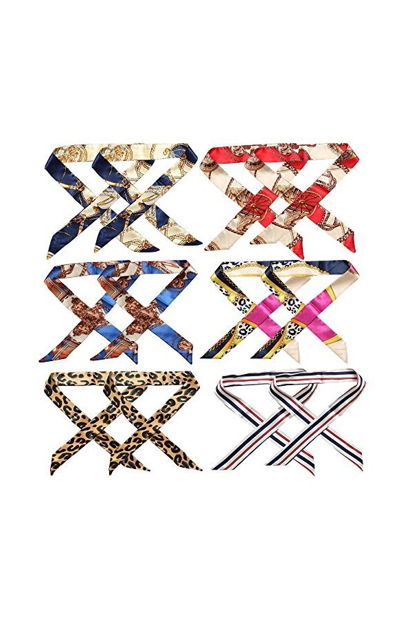 Mdecors Écharpe de sac à main - Écharpe de sac à main - Poignée tendance - Écharpe enroulée - Écharpe en soie pour sac à main