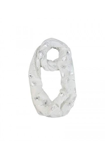 Claudia&Jason® Écharpe à paillettes Motif pissenlits Motif fleurs - Blanc - Taille unique