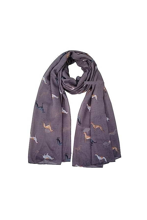 GFM® Écharpe avec motif lévrier - Gris - FS GH-071-A-BH 