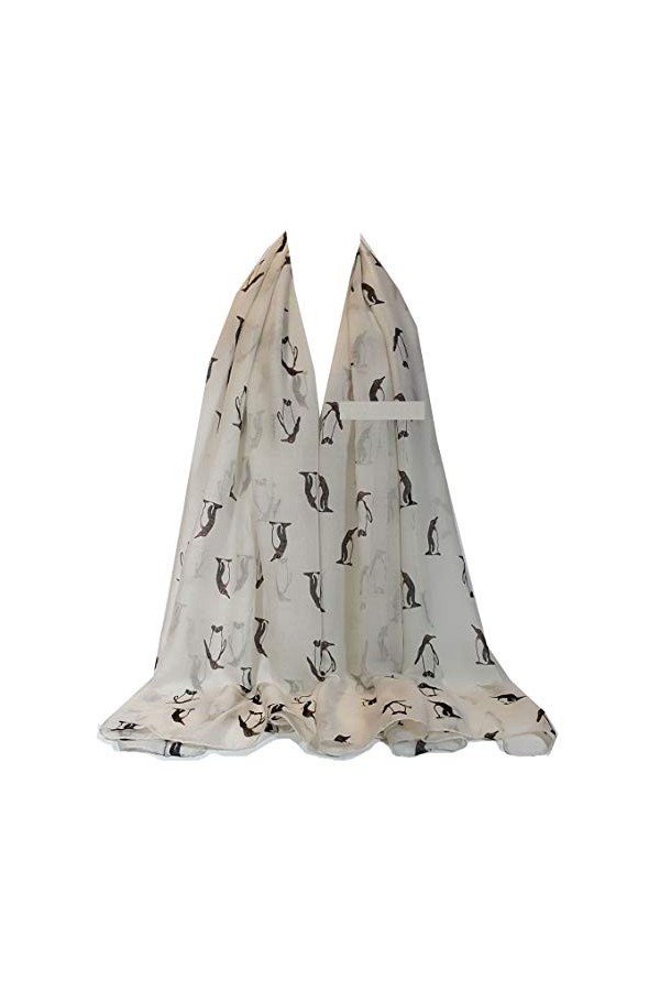 GFM Écharpe Imprimée Pingouin Pgn-22-ddh-creme