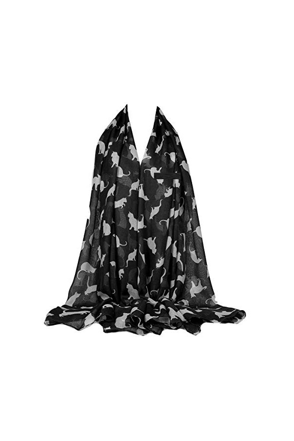 GFM Écharpe à imprimé animal – Écharpe chat CTSCF , Noir - Ct-47-klsfd 