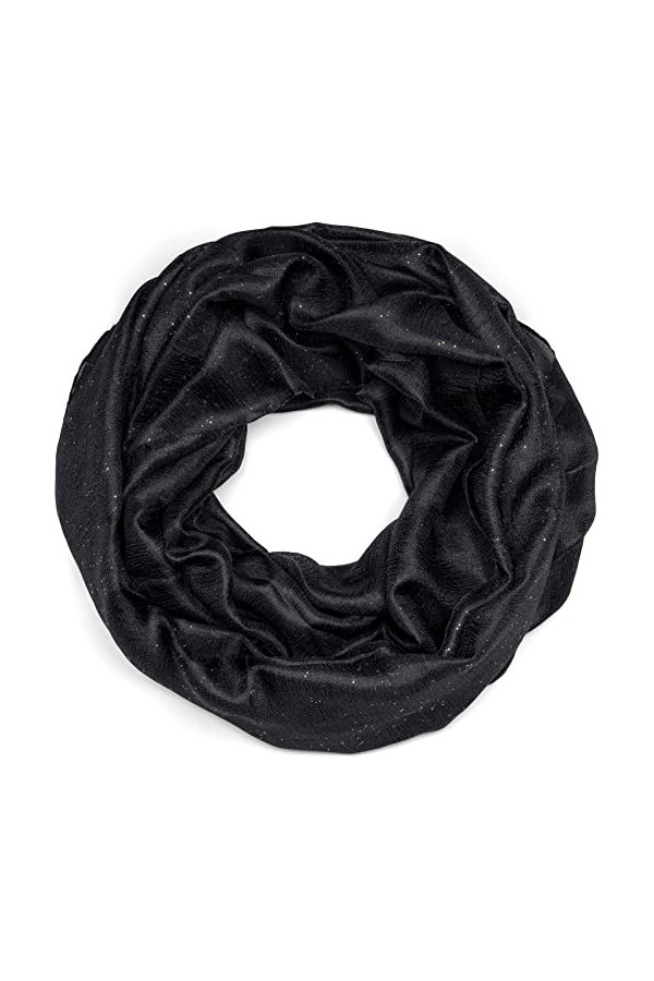 styleBREAKER Foulard femme loop léger et soyeux avec paillettes en couleurs unies, foulard tubulaire, écharpe 01016214, coule