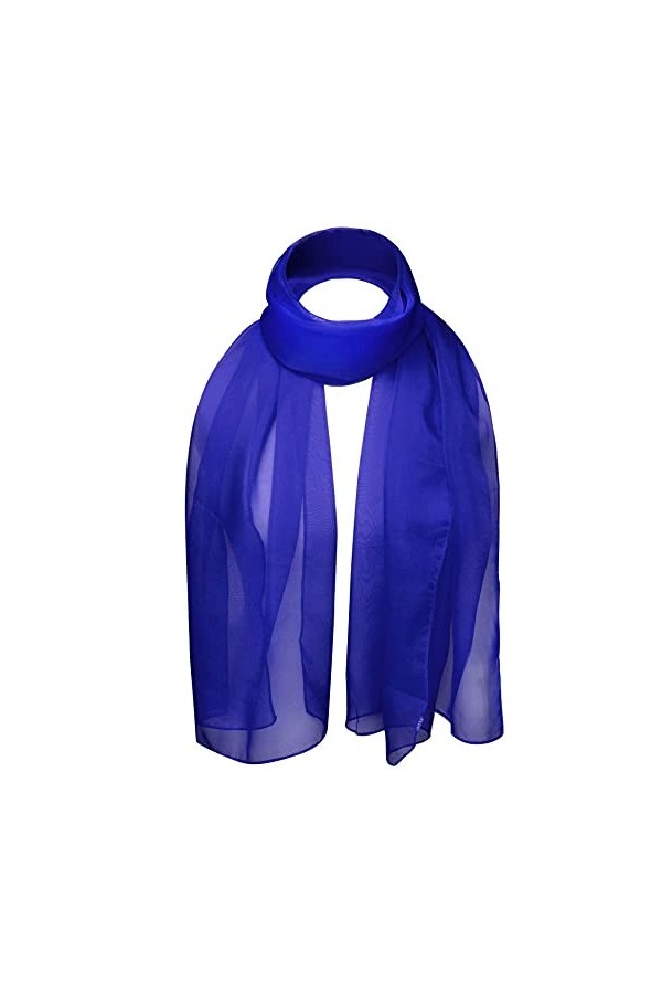 Écharpe classique unie en mousseline de soie légère et douce, tissu semi-opaque, 47 x 160 cm, touche luxueuse pour toutes les