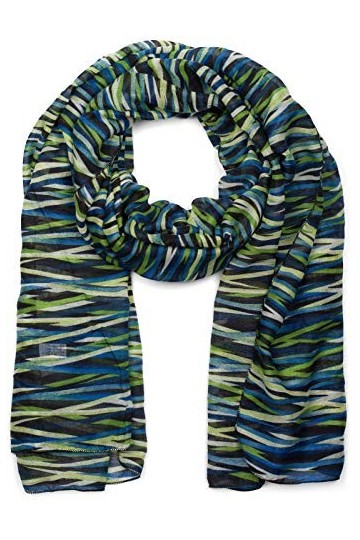 styleBREAKER Echarpe pour femmes avec motif de rayures colorées superposées, écharpe légère, étole 01016205, couleur:Vert-ble
