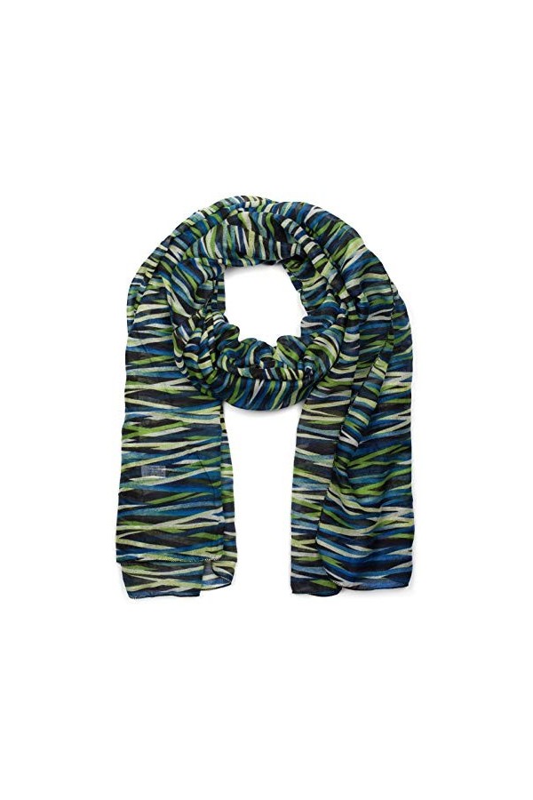 styleBREAKER Echarpe pour femmes avec motif de rayures colorées superposées, écharpe légère, étole 01016205, couleur:Vert-ble