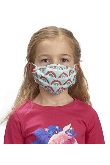 Hatley Unisex Kids Double Layer Face Mask with Ear Elastic, Magical Rainbows, 1 Count Pack of 1 