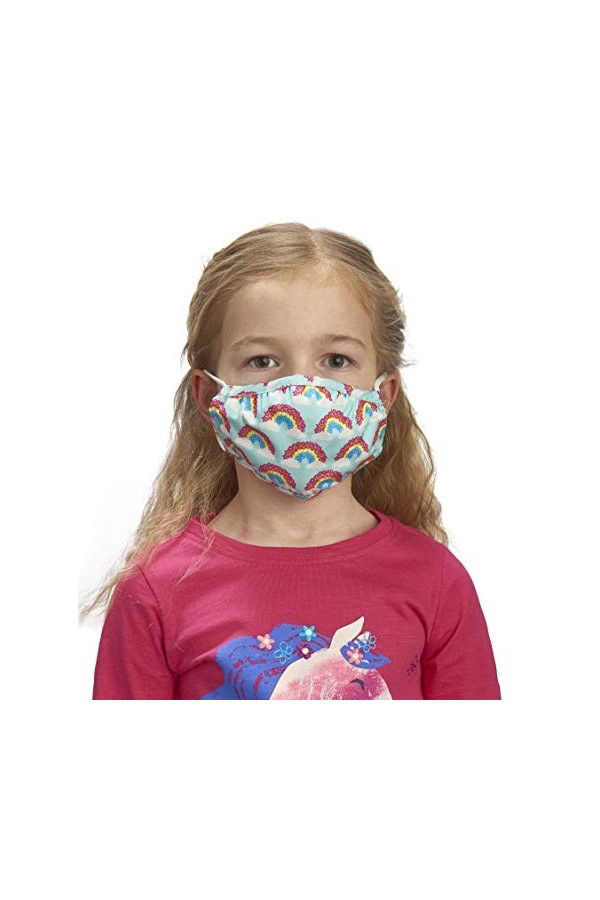 Hatley Unisex Kids Double Layer Face Mask with Ear Elastic, Magical Rainbows, 1 Count Pack of 1 