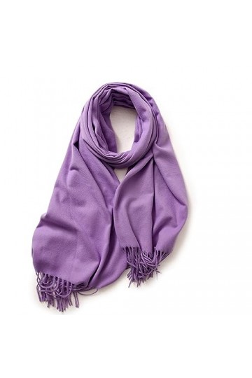 TOPCOR Écharpe monochromatique avec col à pompons chaud, tout convient, lilas, 70*180