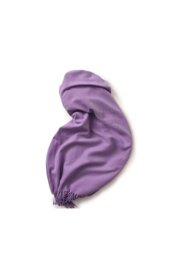 TOPCOR Écharpe monochromatique avec col à pompons chaud, tout convient, lilas, 70*180