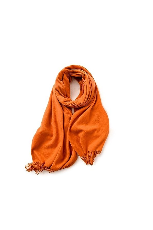 TOPCOR Écharpe monochromatique avec col à pompons chaud, tout convient, Orange, 70*180