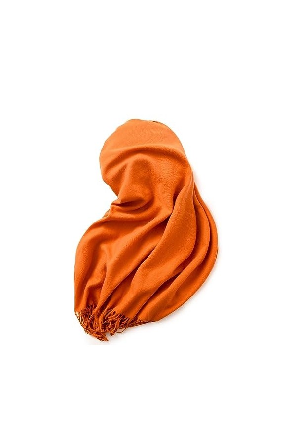 TOPCOR Écharpe monochromatique avec col à pompons chaud, tout convient, Orange, 70*180