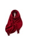 TOPCOR Écharpe monochromatique avec col à pompons chaud, tout convient, Bordeaux, 70*180